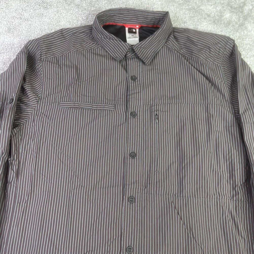 The North Face Shirt Mens Medium Brown Long Sleeve Roll Up Tab Map Pocket